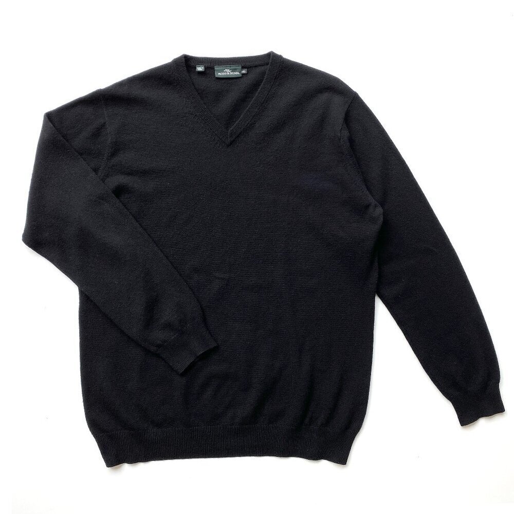 Rodd & Gunn Optim Wool Cashmere Black V-Neck Sweater Wind & Water-Resistant XXL